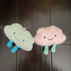Fluffy Cloud Keychains - Pink and Gray